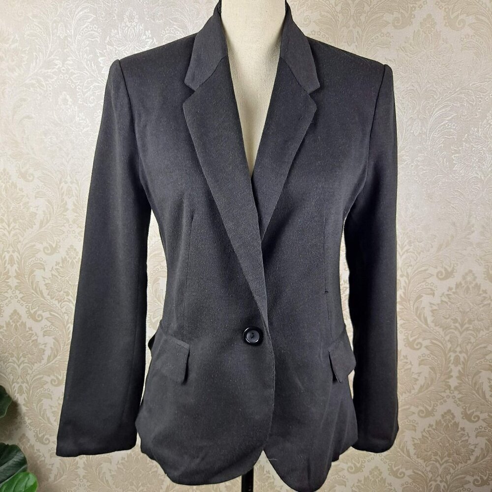 Anthropologie Cartonnier Size Large Black Blazer 1 Button Closure Jersey NWOT